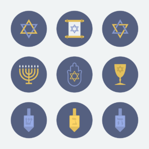 עיגולים עם פריטים יהודיים