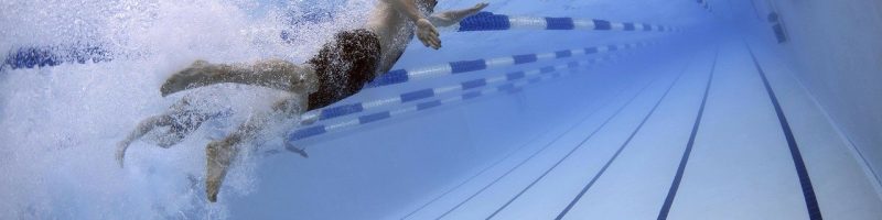 איש שוחה בבריכה